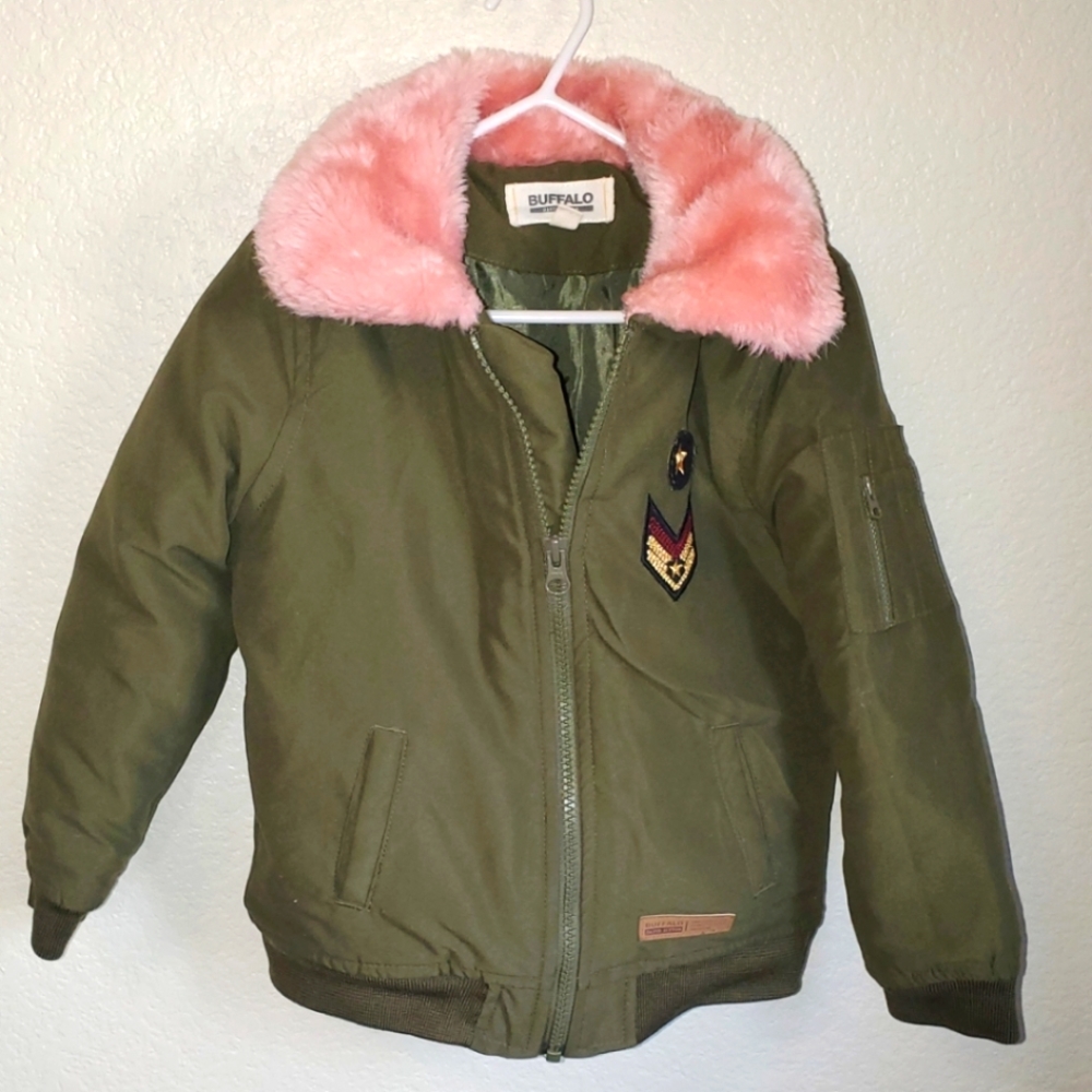 4T Buffalo by Bitton David Aviator jacket in military Green with pink collar